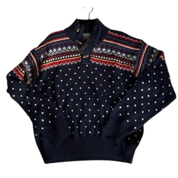 Polo Ralph Lauren Fair Isle Toggle Sweater NWT XL Cotton Linen Cashmere - Picture 1 of 7